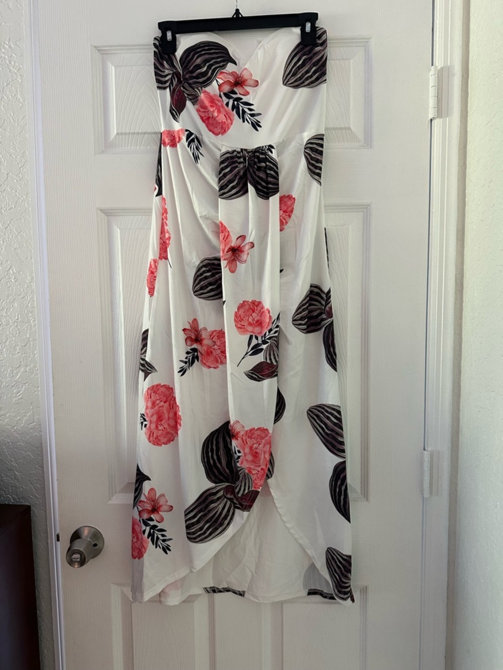 Amazon White Maxi Dress with Coral Floral Print